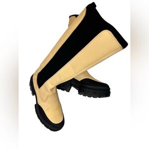 TIMBERLAND Everleigh Stivale Donna Yellow Nubuk Beige Moto Combat Knee High 8.5